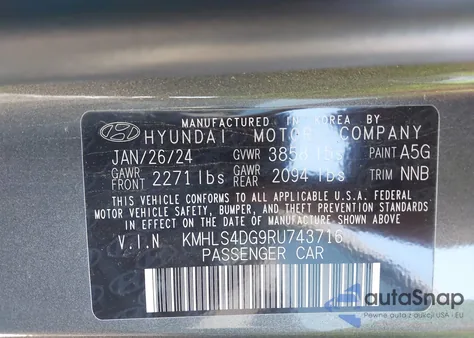 2024 Hyundai Elantra Sel из США, поврежденный, VIN KMHLS4DG9RU743716